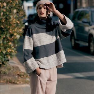 Anthropologie Daily Practice‎ Long Sleeve Knit Striped Poncho